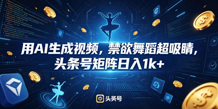 用AI生成视频，禁欲舞蹈超吸睛，头条号矩阵日入1k+-爱尚网赚