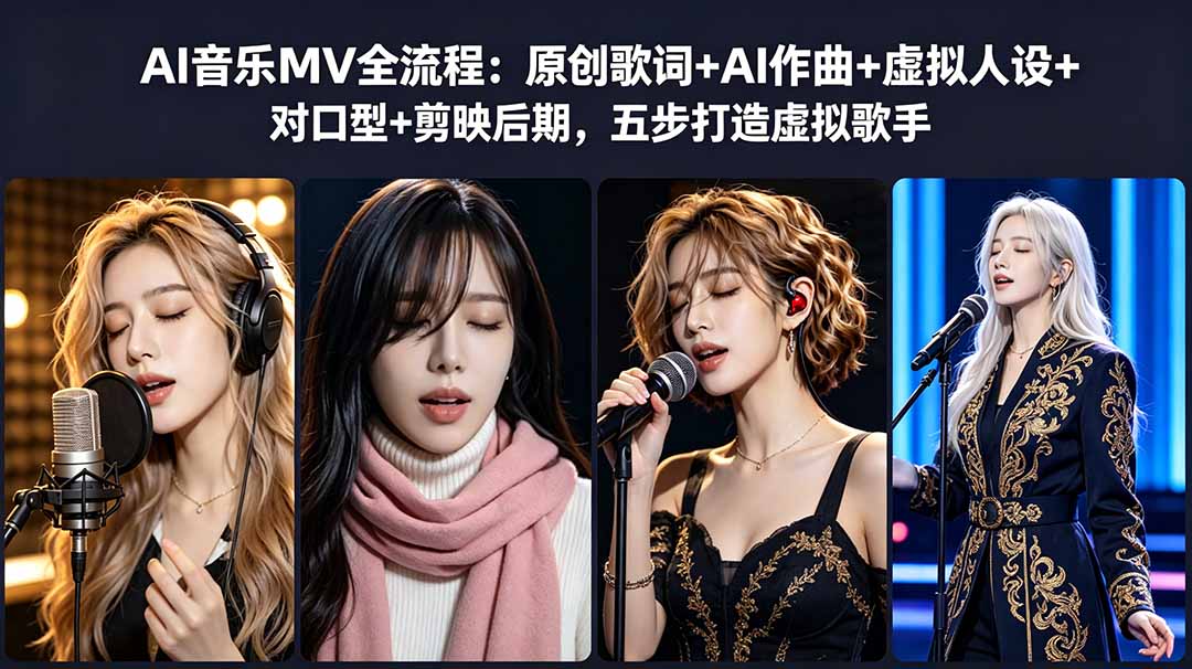 AI音乐MV全流程：原创歌词+AI作曲+虚拟人设+对口型+剪映后期，五步打造虚拟歌手-爱尚网赚