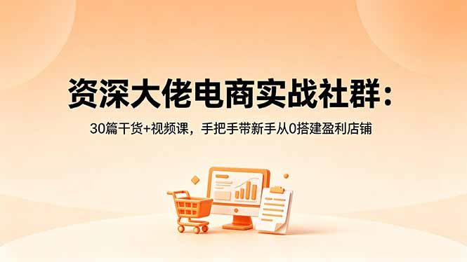 资深大佬电商实战社群：30篇干货+视频课，手把手带新手从0搭建盈利店铺-爱尚网赚