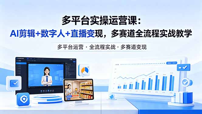 某团队多平台实操运营课-更新26年4月20：AI剪辑+数字人+直播变现，多赛道全流程实战教学-爱尚网赚