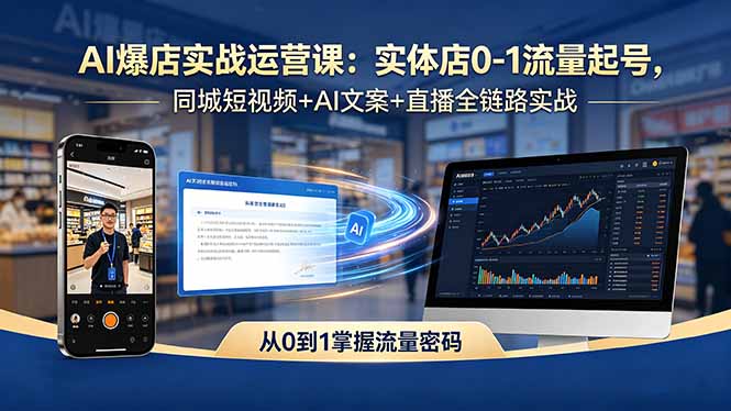 AI爆店实战运营课：实体店0-1流量起号，同城短视频+AI文案+直播全链路实战-爱尚网赚
