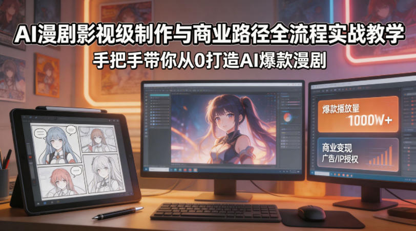 AI漫剧影视级制作与商业路径全流程实战教学，手带你从0打造AI爆款漫剧-爱尚网赚