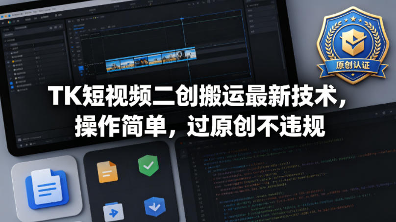 TK短视频二创搬运最新技术，操作简单，过原创不违规-爱尚网赚