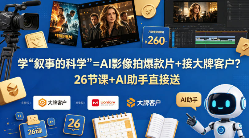 学《叙事的科学》=AI影像拍爆款片+接大牌客户？26节课+AI助手直接送【原创双语字幕】-爱尚网赚