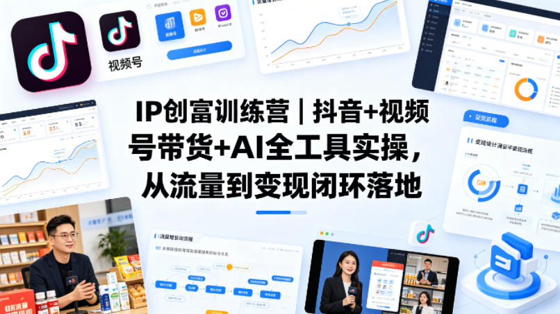 IP创富训练营｜抖音+视频号带货+AI全工具实操，从流量到变现闭环落地-爱尚网赚