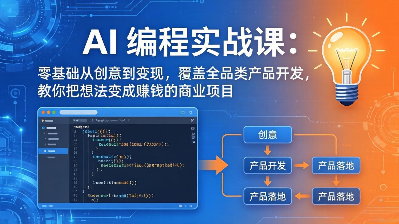 AI编程实战课-第三期-5月9更新：零基础从创意到变现，覆盖全品类产品开发，把想法变成赚钱项目-爱尚网赚