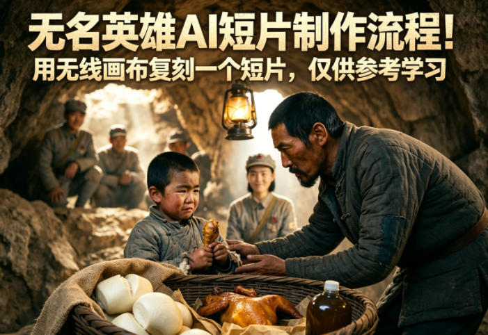 无名英雄AI短片制作流程！用无线画布复刻一个短片，仅供参考学习-爱尚网赚
