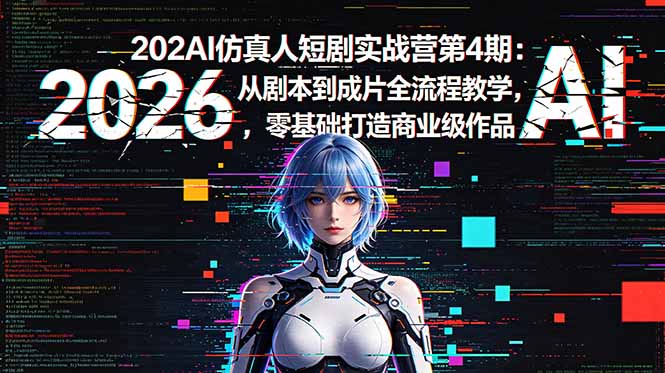 2026AI仿真人短剧实战营第4期：从剧本到成片全流程教学，零基础打造商业级作品-爱尚网赚
