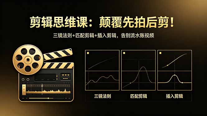剪辑思维课：颠覆先拍后剪！三镜法则+匹配剪辑+插入剪辑，告别流水账视频-爱尚网赚