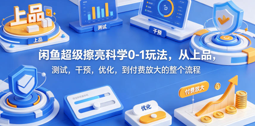 闲鱼超级擦亮科学0-1玩法，从上品，测试，干预，优化，到付费放大的整个流程-爱尚网赚