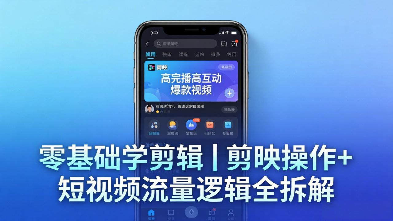 【零基础学剪辑】剪映操作+短视频流量逻辑全拆解｜手把手教你剪出高完播高互动爆款视频-爱尚网赚