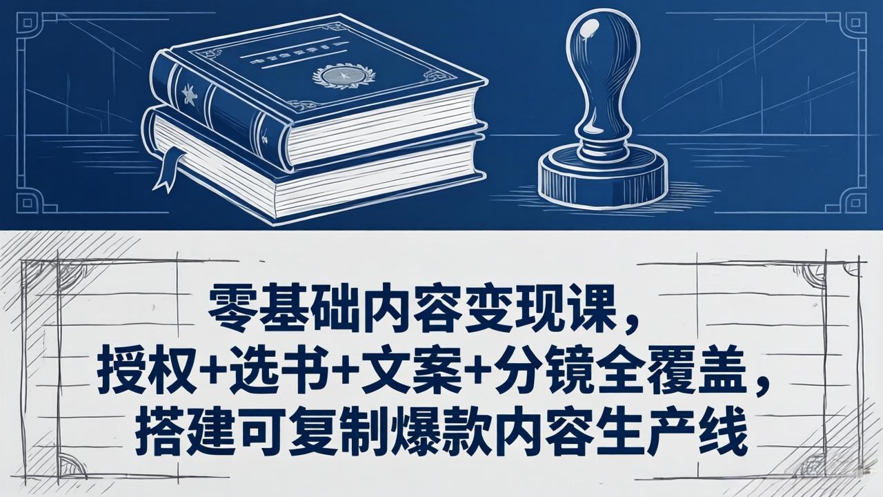 零基础内容变现课，授权+选书+文案+分镜全覆盖，搭建可复制爆款内容生产线-爱尚网赚