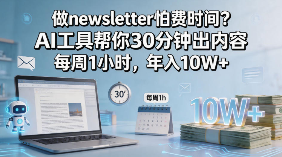 做newsletter怕费时间？AI工具帮你30分钟出内容，每周1小时，年入10W+！【原创双语字幕】-爱尚网赚