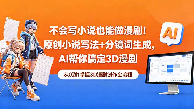 不会写小说也能做漫剧！原创小说写法+分镜词生成，AI帮你搞定3D漫剧-爱尚网赚
