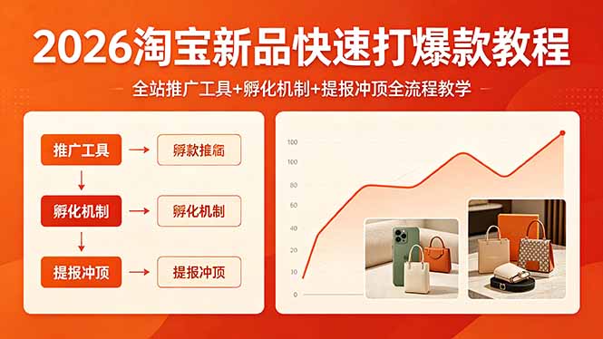 2026淘宝新品快速打爆款教程，全站推广工具+孵化机制+提报冲顶全流程教学-爱尚网赚