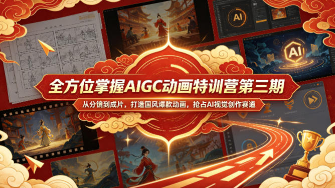 全方位掌握AIGC动画特训营第三期，从分镜到成片，打造国风爆款动画，抢占AI视觉创作赛道红利-爱尚网赚