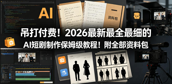 吊打付费！2026最新最全最细的AI短剧制作保姆级教程！附全部资料包-爱尚网赚