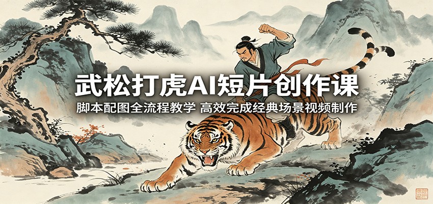 武松打虎AI短片创作课：脚本配图全流程教学，高效完成经典场景视频制作-爱尚网赚