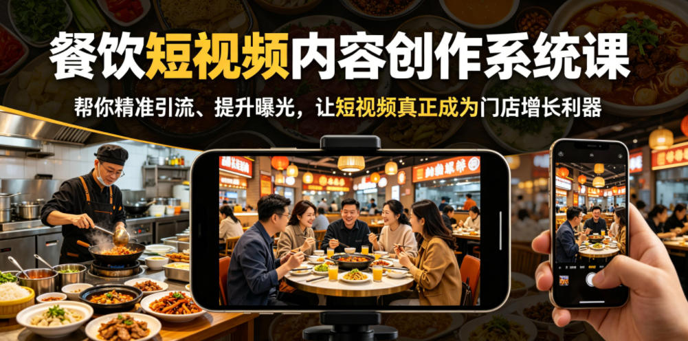 餐饮短视频内容创作系统课，帮你精准引流、提升曝光，让短视频真正成为门店增长利器-爱尚网赚