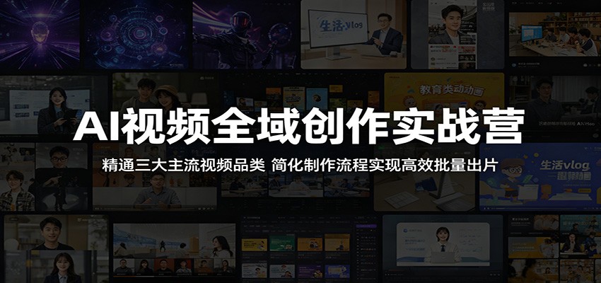 AI视频全域创作实战营：精通三大主流视频品类，简化制作流程实现高效批量出片-爱尚网赚