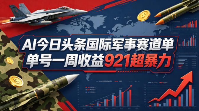 AI今日头条国际军事赛道，单号一周收益921，超暴力-爱尚网赚
