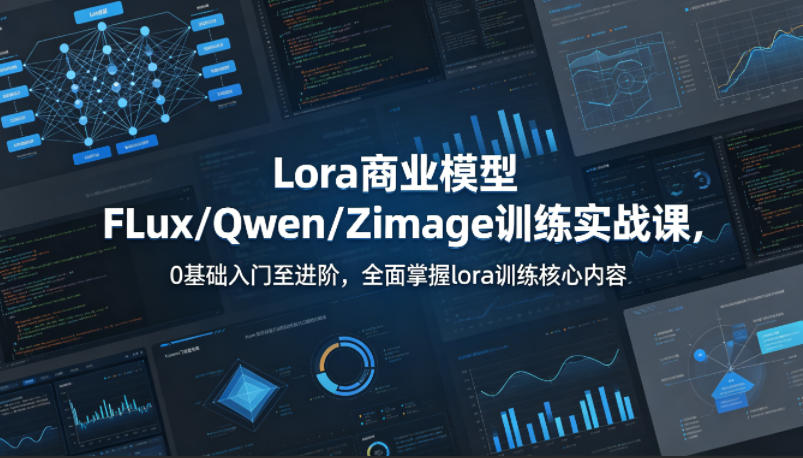 系统性学习Lora商业模型FLux／Qwen／Zimage训练实战课，0基础入门至进阶，全面掌握lora训练核心内容-爱尚网赚