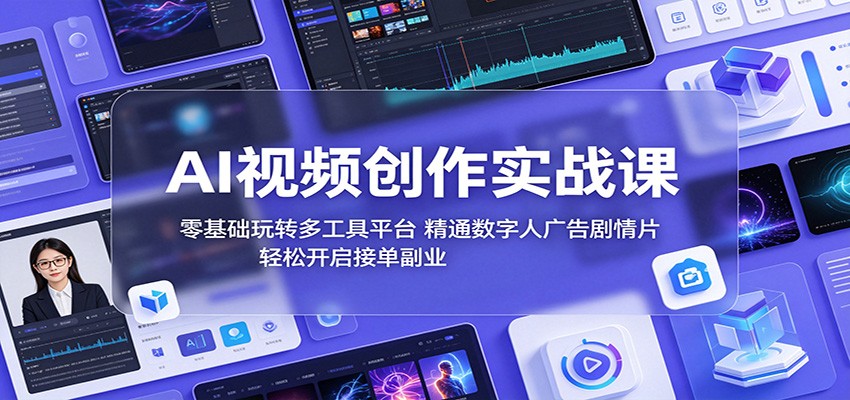 AI视频创作实战课：零基础玩转多工具平台，精通数字人广告、剧情片，轻松开启接单副业-爱尚网赚