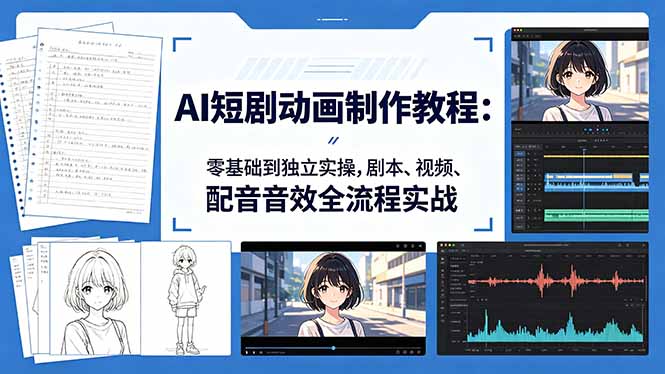 AI短剧动画制作教程：零基础到独立实操，剧本、视频、配音音效全流程实战-爱尚网赚