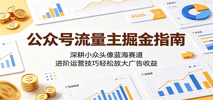 公众号流量主掘金指南：深耕小众头像蓝海赛道，进阶运营技巧轻松放大广告收益-爱尚网赚