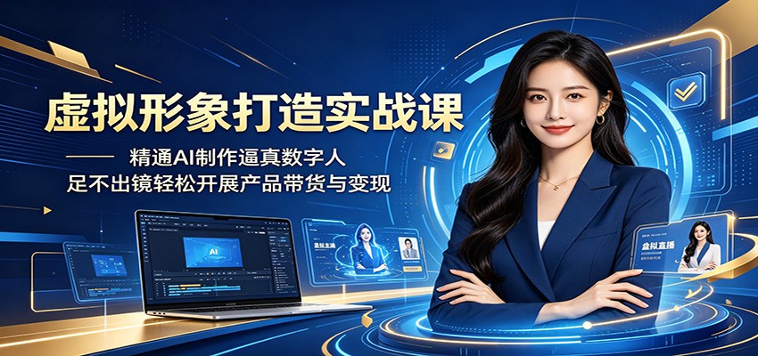 虚拟形象打造实战课：精通AI制作逼真数字人，足不出镜轻松开展产品带货与变现-爱尚网赚