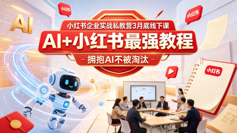 小红书企业实战私教营3月底线下课，AI+小红书最强教程，拥抱AI不被淘汰-爱尚网赚