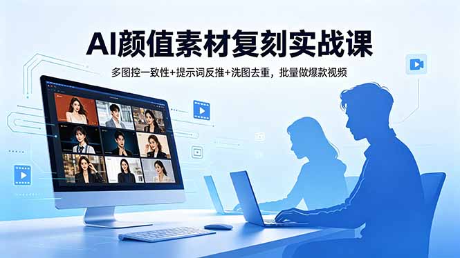 AI颜值素材复刻实战课，多图控一致性+提示词反推+洗图去重，批量做爆款视频-爱尚网赚