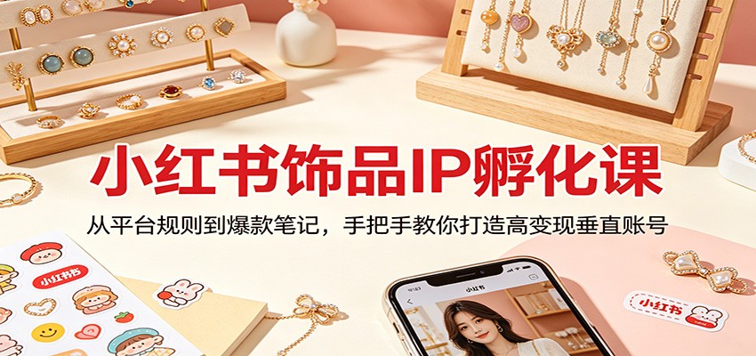 小红书饰品IP孵化课：从平台规则到爆款笔记，手把手教你打造高变现垂直账号-爱尚网赚