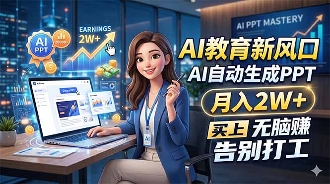 AI教育新风口，AI自动生成PPT，月入2W+，无脑赚，告别打工-爱尚网赚