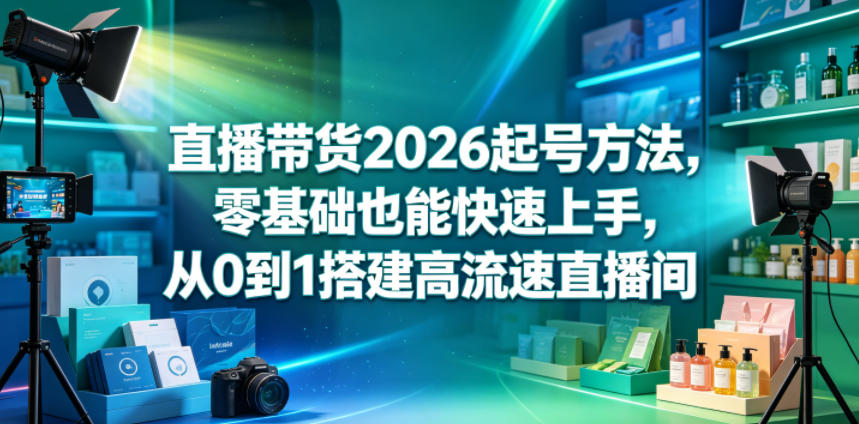 直播带货2026起号方法，零基础也能快速上手，从0到1搭建高流速直播间-爱尚网赚