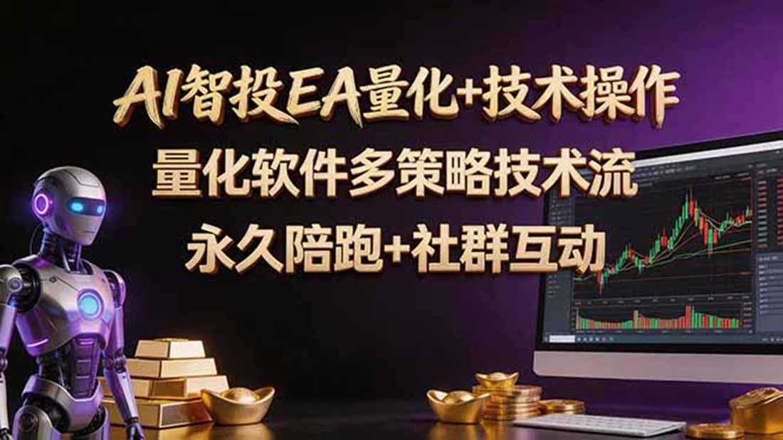 AI智投EA量化操作技术训练营，软件自动操作，简单学习轻松上入手日入30-100U-爱尚网赚