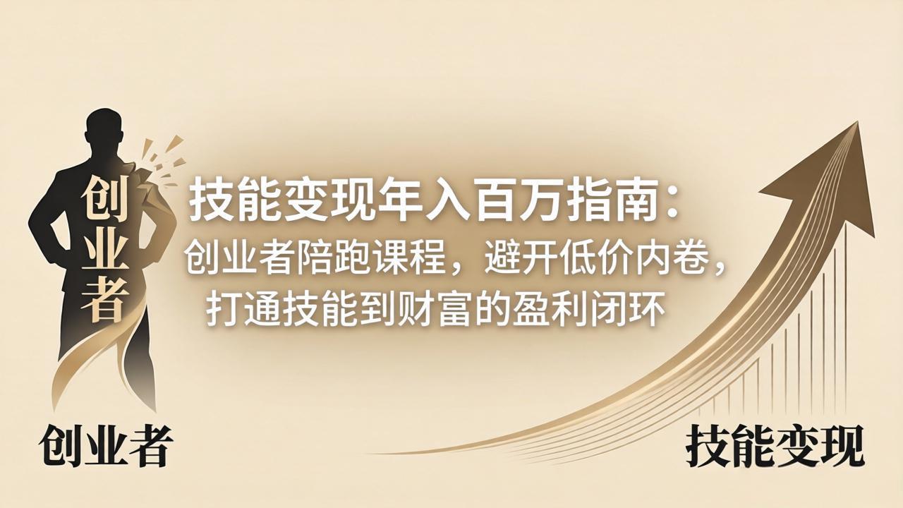 技能变现年入百万指南：创业者陪跑课程，避开低价内卷，打通技能到财富的盈利闭环-爱尚网赚
