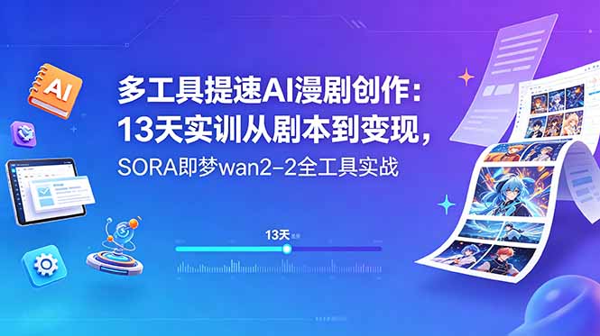 多工具提速AI漫剧创作：13天实训从剧本到变现，SORA即梦wan2-2全工具实战-爱尚网赚