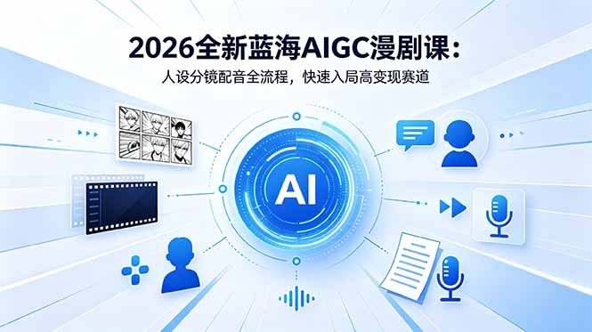 2026全新蓝海AIGC漫剧课：人设分镜配音全流程，快速入局高变现赛道-爱尚网赚