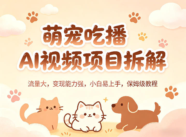 萌宠吃播AI视频项目拆解，流量大，变现能力强，小白易上手，保姆级教程-爱尚网赚