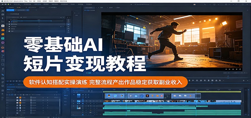 零基础AI短片变现教程：软件认知搭配实操演练，完整流程产出作品稳定获取副业收入-爱尚网赚
