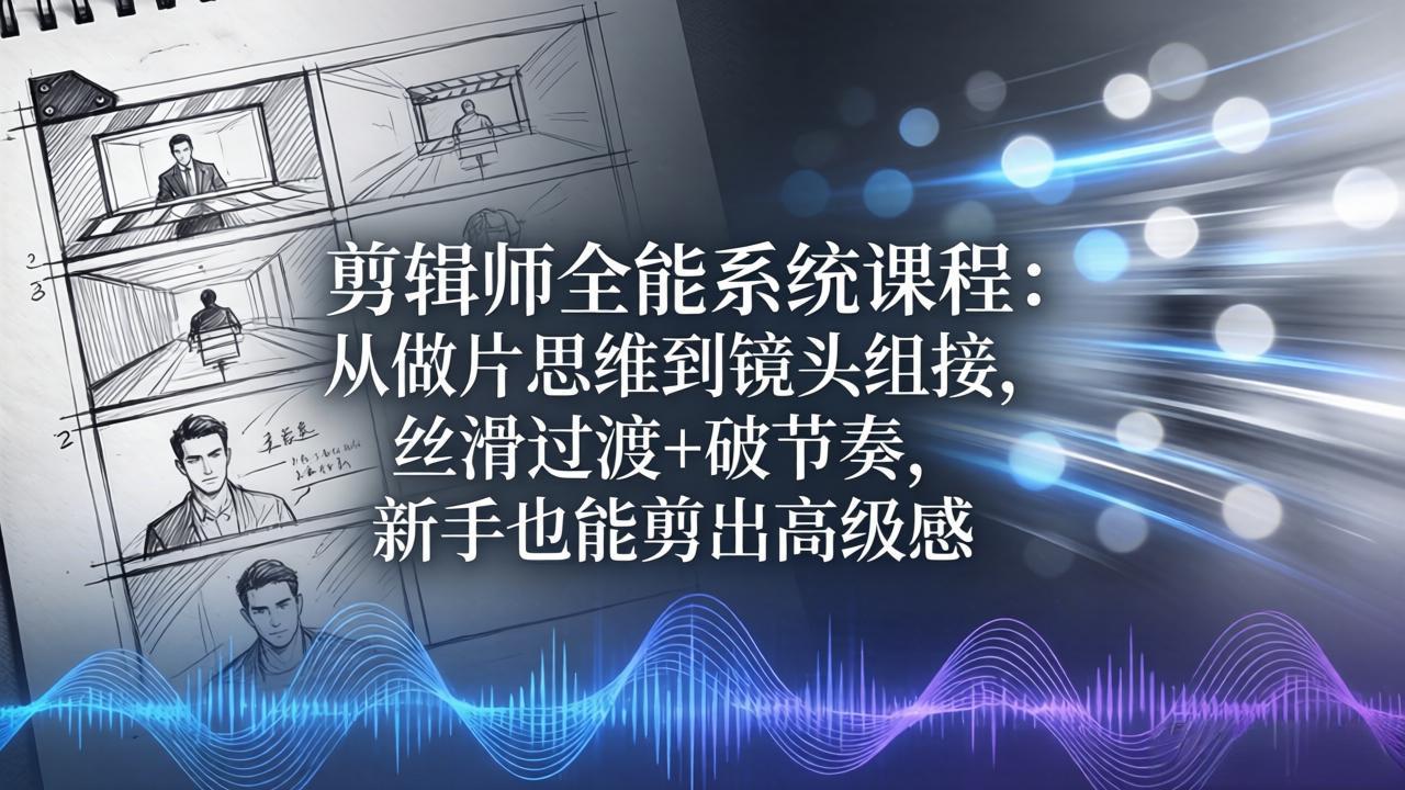 剪辑师全能系统课程：从做片思维到镜头组接，丝滑过渡+破节奏，新手也能剪出高级感-爱尚网赚