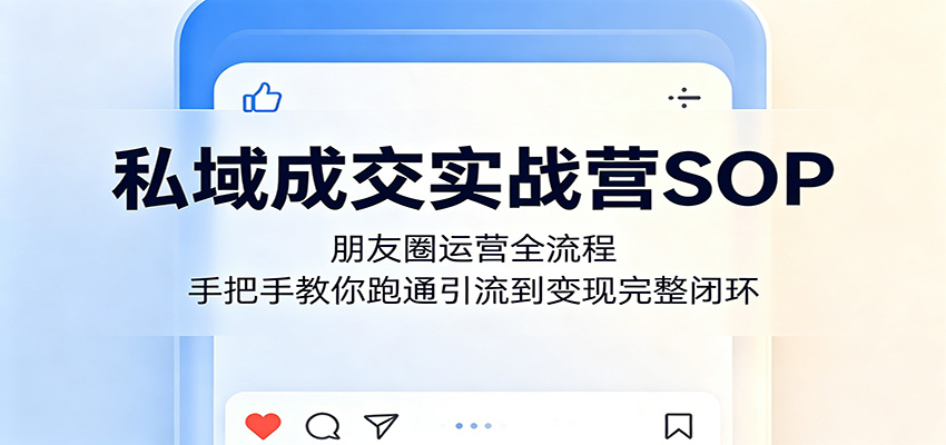 私域成交实战营SOP：朋友圈运营全流程，手把手教你跑通引流到变现完整闭环-爱尚网赚