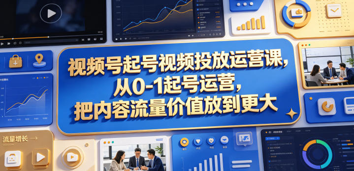 视频号起号视频投放运营课，从0-1起号运营，把内容流量价值放到更大-爱尚网赚
