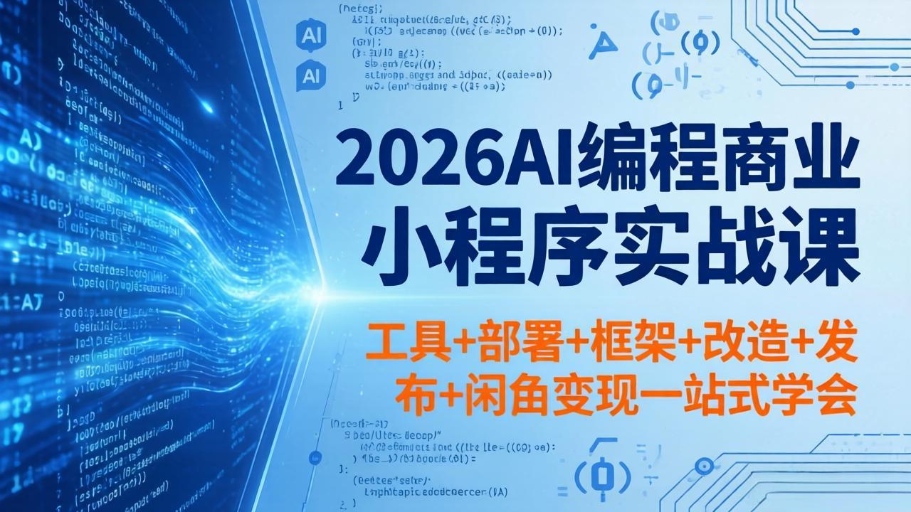2026AI编程商业小程序实战课，工具+部署+框架+改造+发布+闲鱼变现一站式学会-爱尚网赚