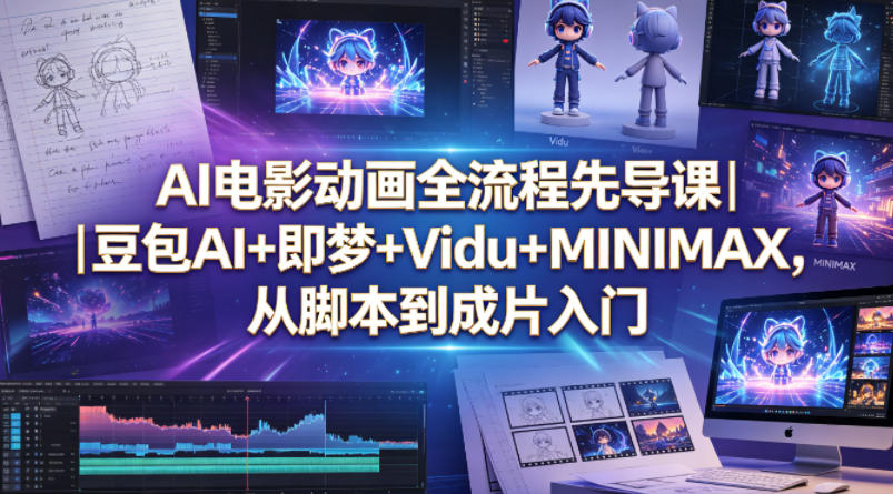AI电影动画全流程先导课｜豆包AI+即梦+Vidu+MINIMAX，从脚本到成片入门-爱尚网赚