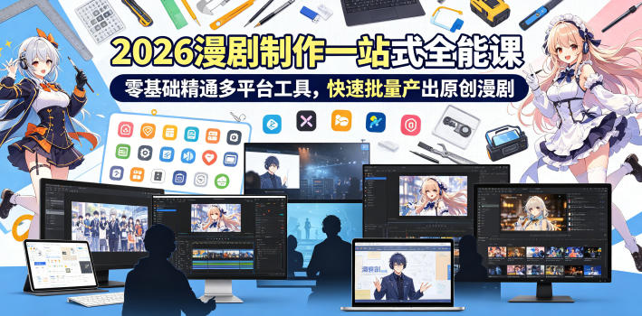 2026 AI漫剧制作一站式全能课，零基础精通多平台工具，快速批量产出原创漫剧-爱尚网赚
