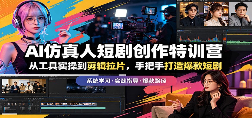 AI仿真人短剧创作特训营：从工具实操到剪辑拉片，手把手打造爆款短剧-爱尚网赚
