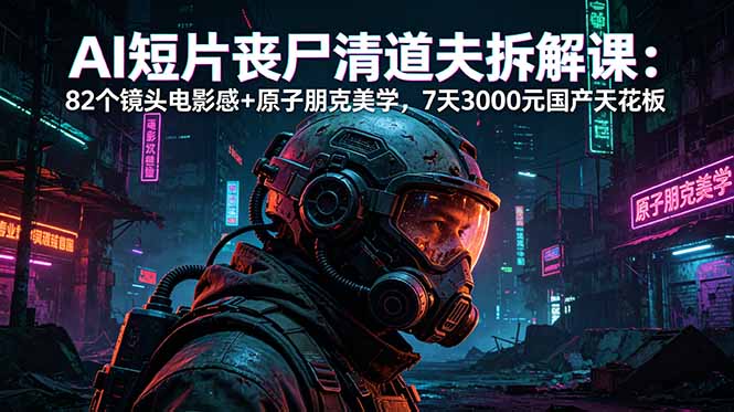 AI短片《丧尸清道夫》拆解课：82个镜头电影感+原子朋克美学，7天3000元国产天花板-爱尚网赚