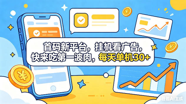 首码新平台，挂G自动看广告，快来吃第一波肉，每天单机30+，可矩阵放大【揭秘】-爱尚网赚